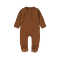Chocolate Scoop | Ribbed Organic Cotton Footed Romper & Knotted Beanie Set