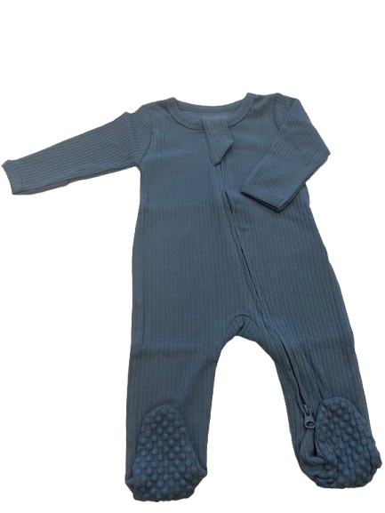 Moon Watcher | Ribbed Organic Cotton Footed Romper & Knotted Beanie Set