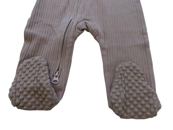 Mushroom Melody | Ribbed Organic Cotton Footed Romper & Knotted Beanie Set