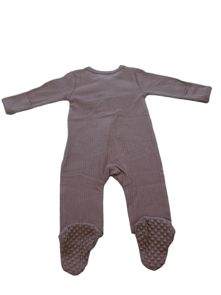 Mushroom Melody | Ribbed Organic Cotton Footed Romper & Knotted Beanie Set