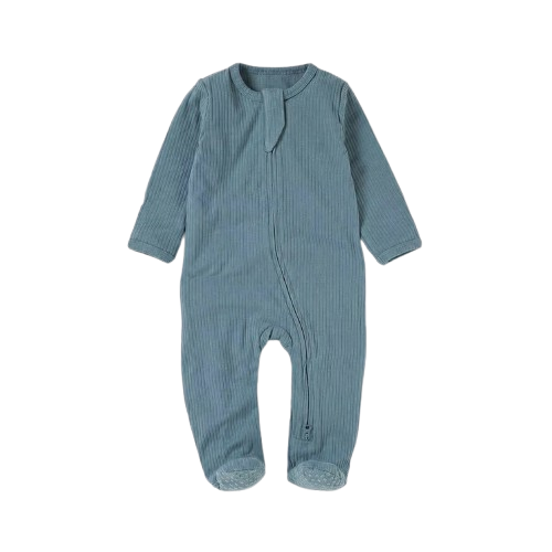 Moon Watcher | Ribbed Organic Cotton Footed Romper & Knotted Beanie Set